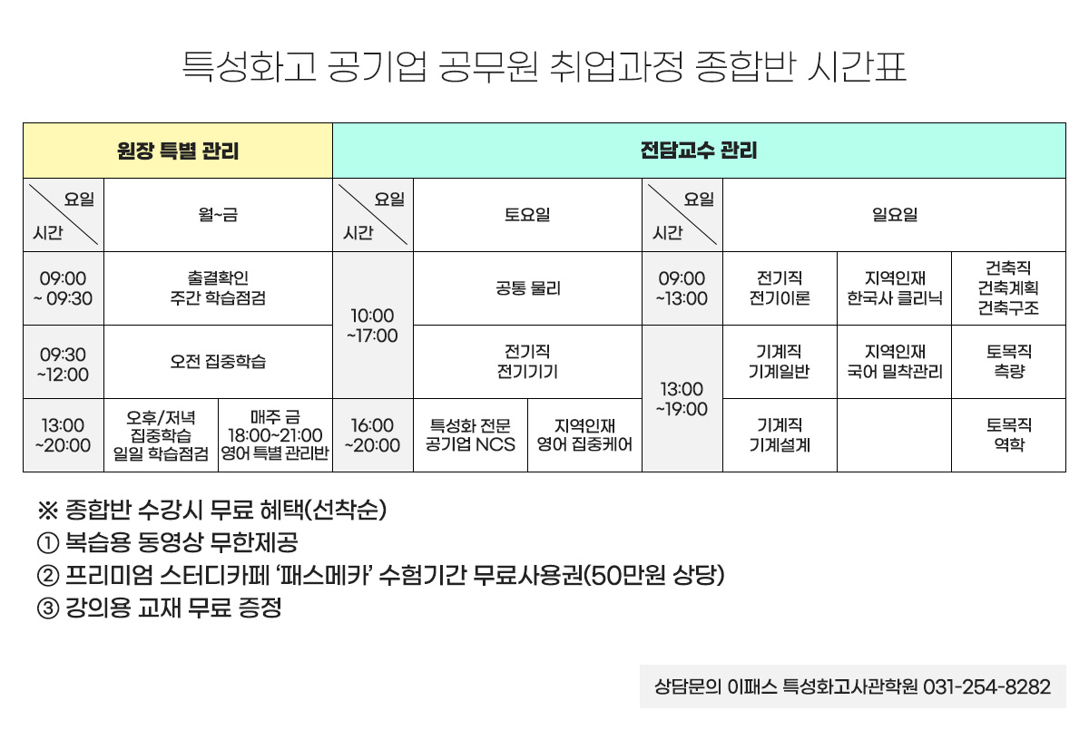 특성화고공무원 강의 시간표